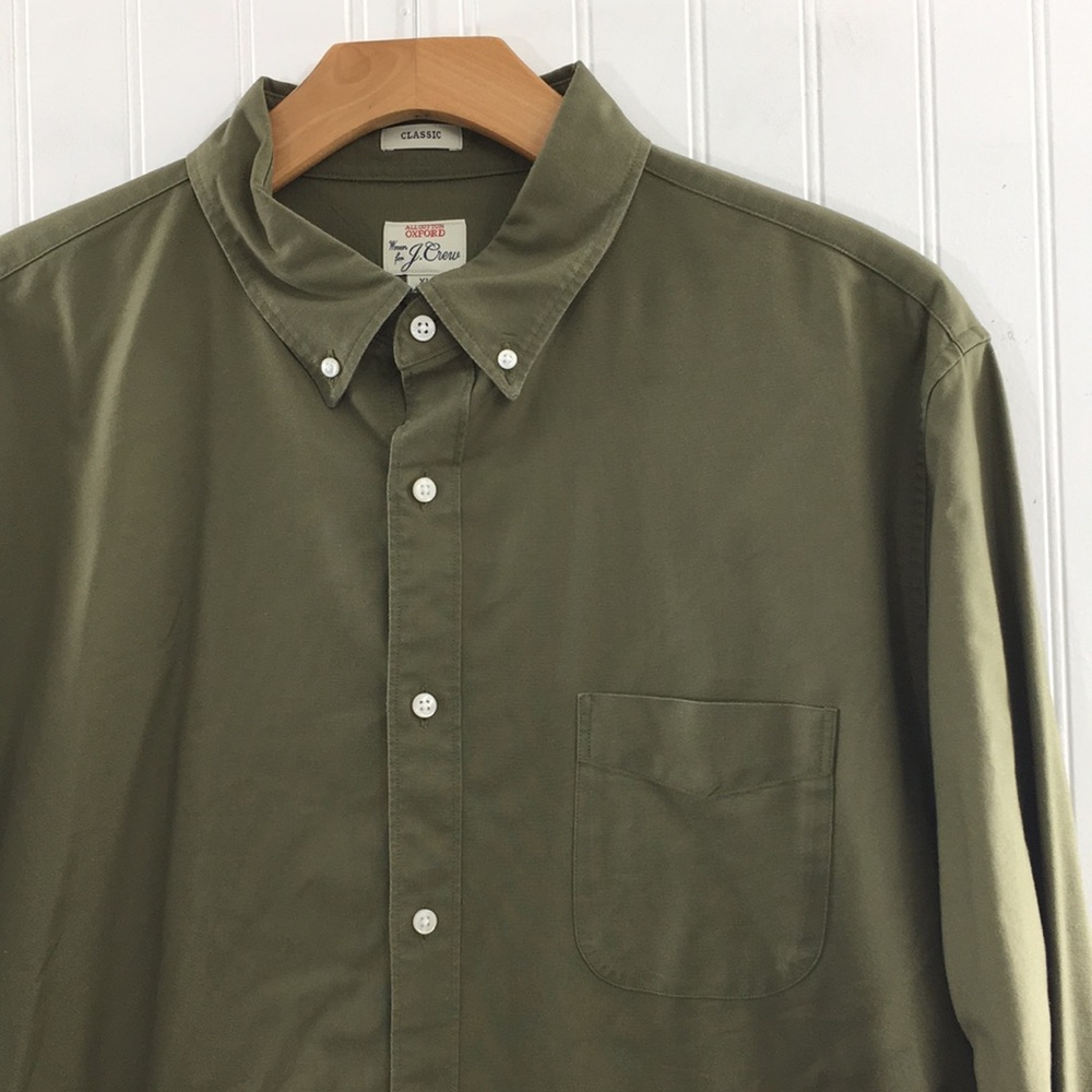 J. Crew All Cotton Oxford Green Classic Button Down Shirt Mens XL Long Sleeve - Picture 2 of 14